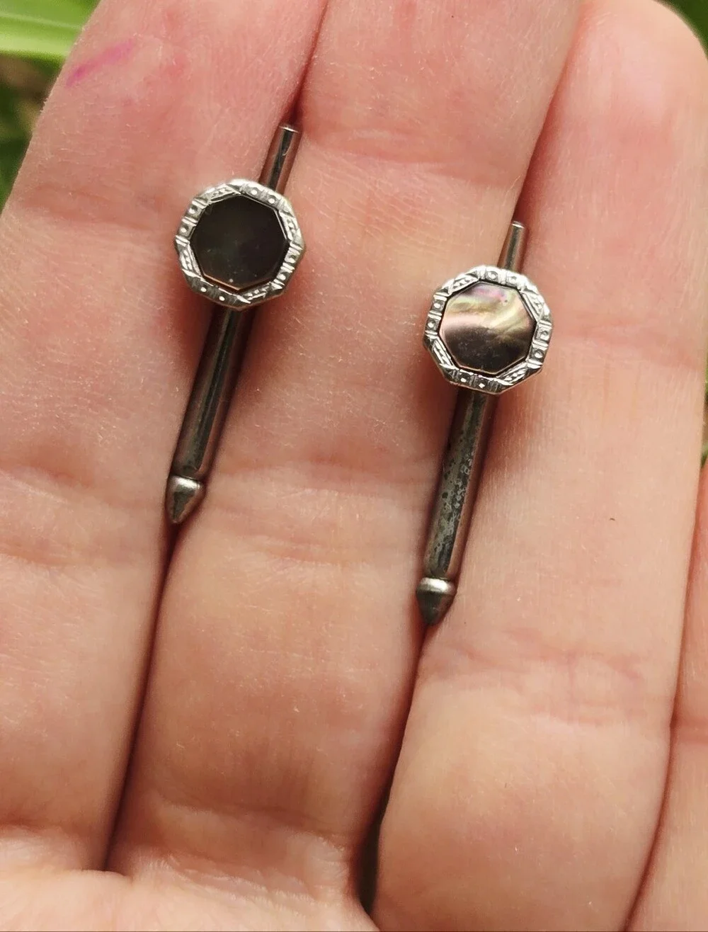 Vintage Hickok Cuff Links – Art Deco Style Geometric Abalone Cufflinks